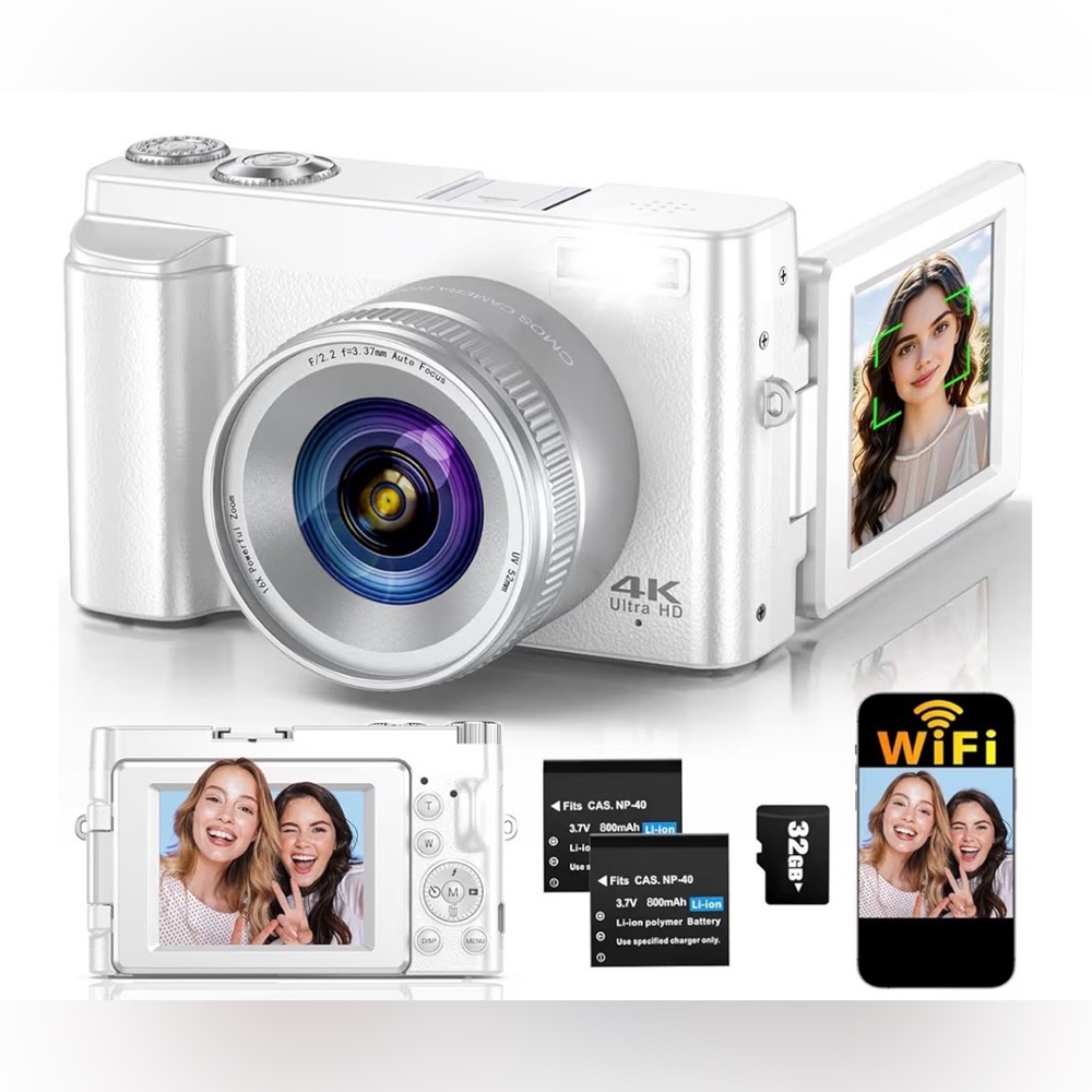 4K Ultra HD Digital Camera White NEW